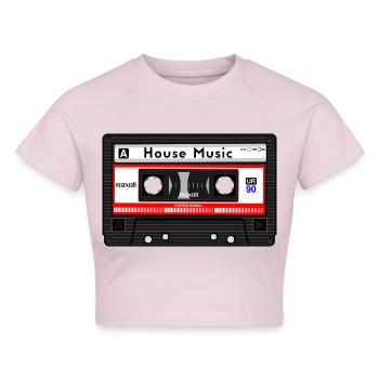 HOUSE MUSIC KASSETTE - Cropped Frauen Organic T-Shirt - Puderrosa - Vorne - AI Model Female 172 dark (172cm)