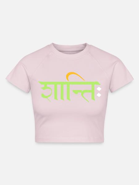 Shanti - Peace - Cropped Frauen Organic T-Shirt - Puderrosa