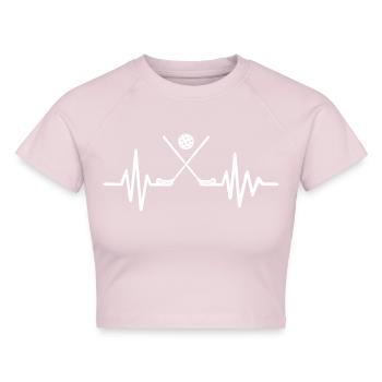 Floorball - Cropped Frauen Organic T-Shirt - Puderrosa - Vorne - AI Model Female 172 dark (172cm)