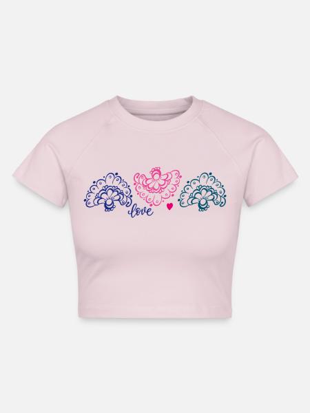 Ornamente Love - Cropped Frauen Organic T-Shirt - Puderrosa