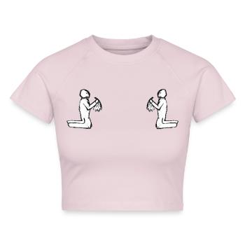 Nippelwischer - Cropped Frauen Organic T-Shirt - Puderrosa - Vorne - AI Model Female 172 dark (172cm)