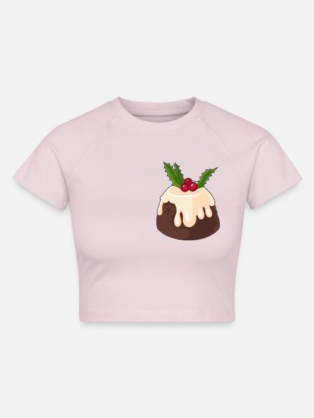 Christmas Pudding - Cropped Frauen Organic T-Shirt - Puderrosa