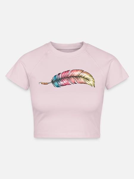 Schreibfeder Regenbogen - Cropped Frauen Organic T-Shirt - Puderrosa