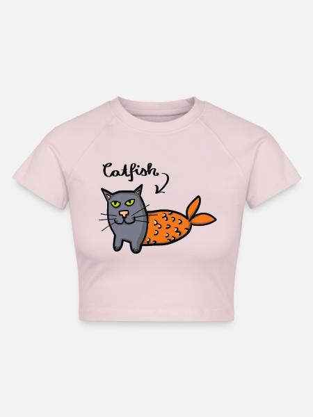 catfish - Cropped Frauen Organic T-Shirt - Puderrosa