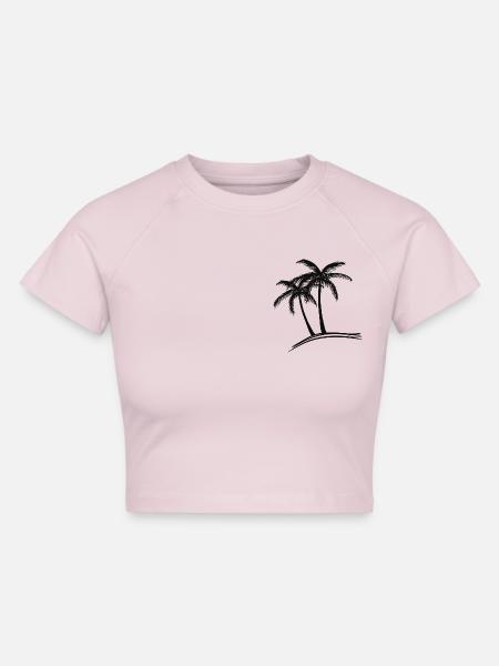 Palmen - Cropped Frauen Organic T-Shirt - Puderrosa