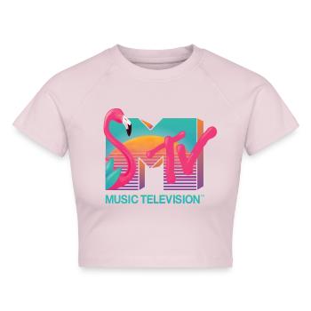 MTV Music Television Flamingo-Logo - Cropped Frauen Organic T-Shirt - Puderrosa - Vorne - AI Model Female 172 dark (172cm)