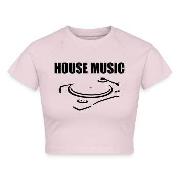 House Music - Cropped Frauen Organic T-Shirt - Puderrosa - Vorne - AI Model Female 172 dark (172cm)