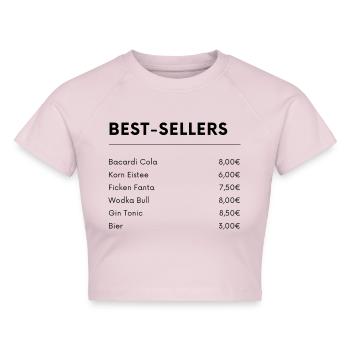 Best Sellers Drinks - Cropped Frauen Organic T-Shirt - Puderrosa - Vorne - AI Model Female 172 dark (172cm)