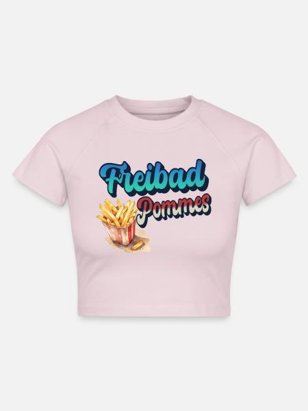 Freibad Pommes - Cropped Frauen Organic T-Shirt - Puderrosa