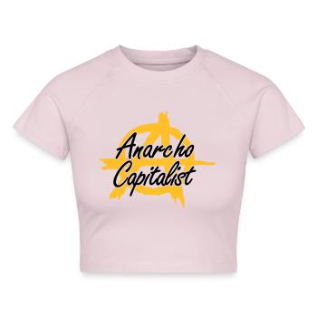 (Anarcho-) Capitalism 2 - Cropped Frauen Organic T-Shirt - Puderrosa - Vorne - AI Model Female 172 dark (172cm)