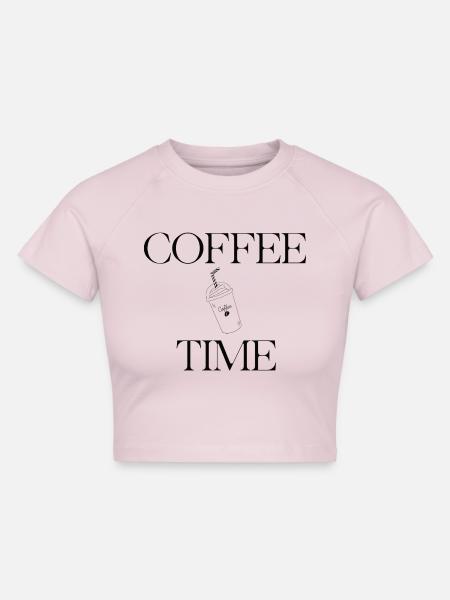 COFFEE TIME - Cropped Frauen Organic T-Shirt - Puderrosa