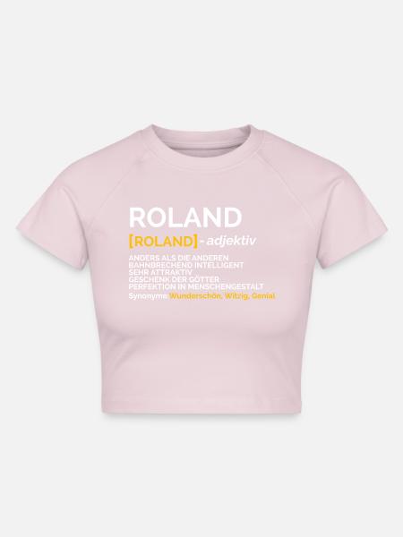 Roland - Cropped Frauen Organic T-Shirt - Puderrosa