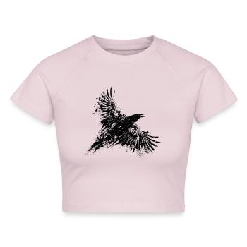 crow - Cropped Frauen Organic T-Shirt - Puderrosa - Vorne - AI Model Female 172 dark (172cm)
