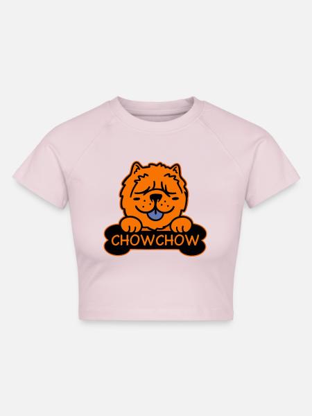 Chow Chow Chow und Knochen - Cropped Frauen Organic T-Shirt - Puderrosa