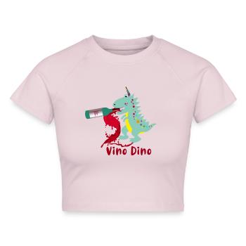 vino dino, dino,wein,dinosaurier,vino - Cropped Frauen Organic T-Shirt - Puderrosa - Vorne - AI Model Female 172 dark (172cm)