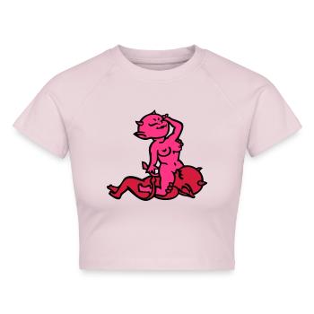 teufels-sex ... von wicki_de - Cropped Frauen Organic T-Shirt - Puderrosa - Vorne - AI Model Female 172 dark (172cm)