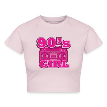 1990iger Sprüche 90s Geschenksidee - Cropped Frauen Organic T-Shirt - Puderrosa - Vorne - AI Model Female 172 dark (172cm)