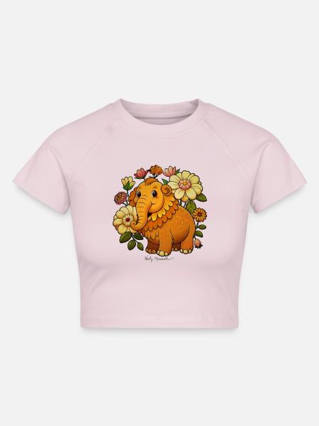 Wollmammut - Cropped Frauen Organic T-Shirt - Puderrosa