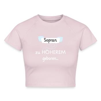 Sopran_zu Höherem geboren - Cropped Frauen Organic T-Shirt - Puderrosa - Vorne - AI Model Female 172 dark (172cm)
