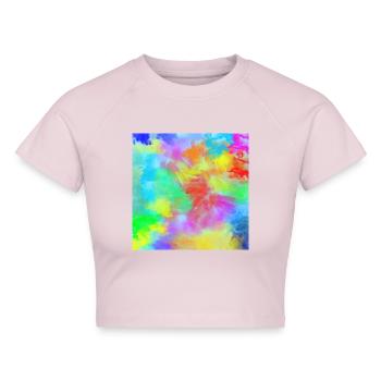 Smartphone Hülle Button Mousepad Wasserfarben bunt - Cropped Frauen Organic T-Shirt - Puderrosa - Vorne - AI Model Female 172 dark (172cm)