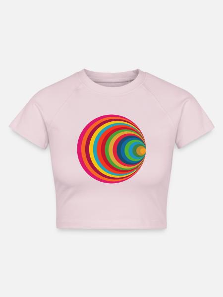 Bunte Kreis Design Graphik- zwei - Cropped Frauen Organic T-Shirt - Puderrosa