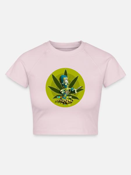 Ganja Smoker - Cropped Frauen Organic T-Shirt - Puderrosa