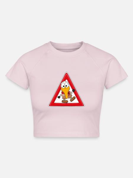 ACHTUNG WANDERVOGEL - Cropped Frauen Organic T-Shirt - Puderrosa