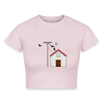 Der hat wlan Raabe lustige Sprüche Tiere - Cropped Frauen Organic T-Shirt - Puderrosa - Vorne - AI Model Female 172 dark (172cm)