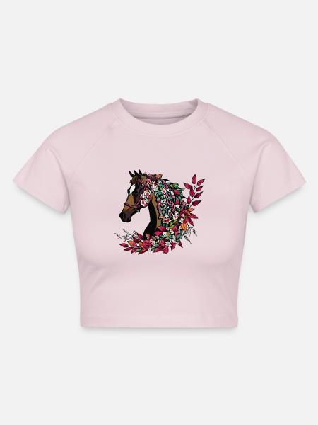 Herbstliches Pferd - Cropped Frauen Organic T-Shirt - Puderrosa