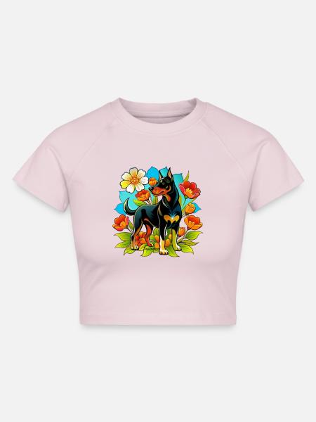 Großer Beauceron-Hund - Cropped Frauen Organic T-Shirt - Puderrosa