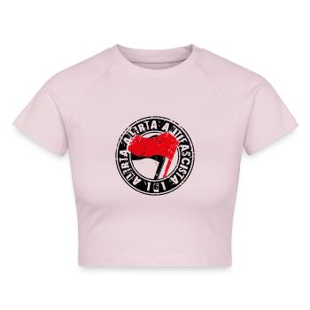 Alerta Alerta Antifascista 161 Antifa - Cropped Frauen Organic T-Shirt - Puderrosa - Vorne - AI Model Female 172 dark (172cm)
