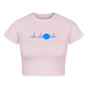 Herzschlag Volleyball Geschenk Volleyballer - Cropped Frauen Organic T-Shirt - Puderrosa - Vorne - AI Model Female 172 dark (172cm)