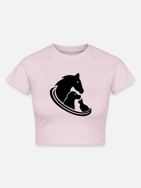 Tiere Tierheilpraktiker Tierarzt Logo - Cropped Frauen Organic T-Shirt - Puderrosa