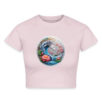 Asiatischer Drachen - Cropped Frauen Organic T-Shirt - Puderrosa - Vorne - AI Model Female 172 dark (172cm)