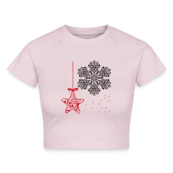Ornament Weihnachten - Cropped Frauen Organic T-Shirt - Puderrosa - Vorne - AI Model Female 172 dark (172cm)