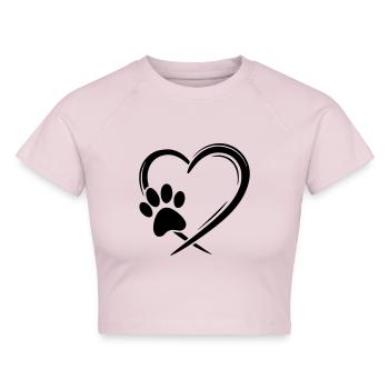 Pfote Herz - Cropped Frauen Organic T-Shirt - Puderrosa - Vorne - AI Model Female 172 dark (172cm)