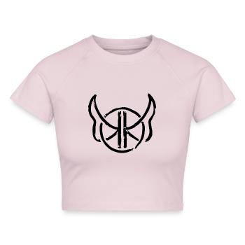 KoboldKroniken Logo Schwarz - Cropped Frauen Organic T-Shirt - Puderrosa - Vorne - AI Model Female 172 dark (172cm)