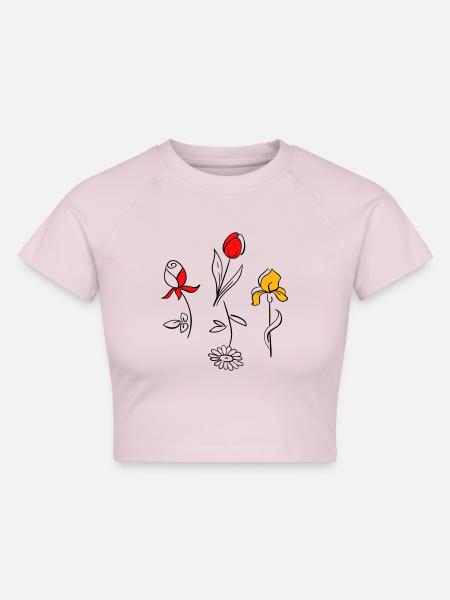 Sommerblumen - Cropped Frauen Organic T-Shirt - Puderrosa