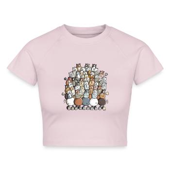 Bunter Pferdehaufen - Pferde - Cropped Frauen Organic T-Shirt - Puderrosa - Vorne - AI Model Female 172 dark (172cm)