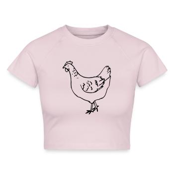 Huhn - Henne - Cropped Frauen Organic T-Shirt - Puderrosa - Vorne - AI Model Female 172 dark (172cm)