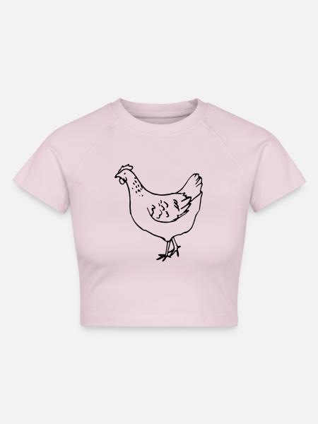 Huhn - Henne - Cropped Frauen Organic T-Shirt - Puderrosa