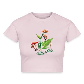 Save the Planet Naturschutz - Cropped Frauen Organic T-Shirt - Puderrosa - Vorne - AI Model Female 172 dark (172cm)