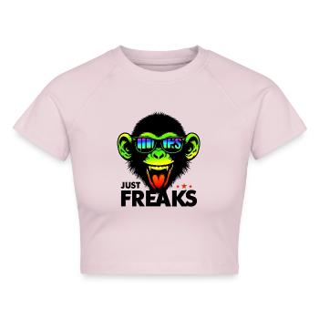 Just Freaks Monkey Affe Sport Team - Just Freaks ® - Cropped Frauen Organic T-Shirt - Puderrosa - Vorne - AI Model Female 172 dark (172cm)