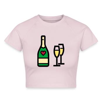 oder Sekt zum Valentinstag - Cropped Frauen Organic T-Shirt - Puderrosa - Vorne - AI Model Female 172 dark (172cm)