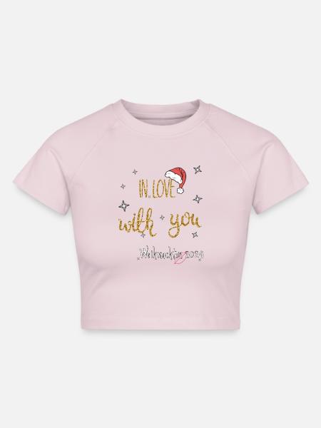 Weihnachten in Love - Cropped Frauen Organic T-Shirt - Puderrosa