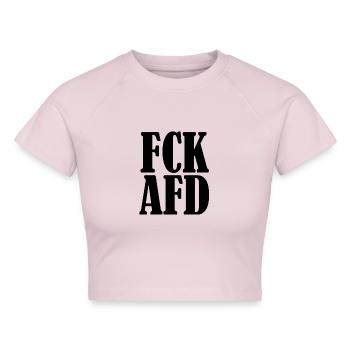 Fuck Afd Anti Rassismus Gegen Rechts - Cropped Frauen Organic T-Shirt - Puderrosa - Vorne - AI Model Female 172 dark (172cm)