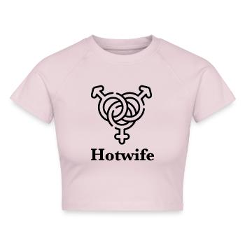 Hotwife - Cropped Frauen Organic T-Shirt - Puderrosa - Vorne - AI Model Female 172 dark (172cm)