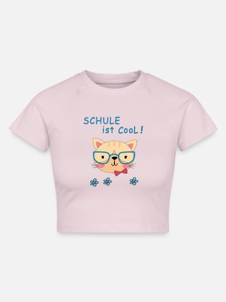 Schule ist Cool - Cropped Frauen Organic T-Shirt - Puderrosa