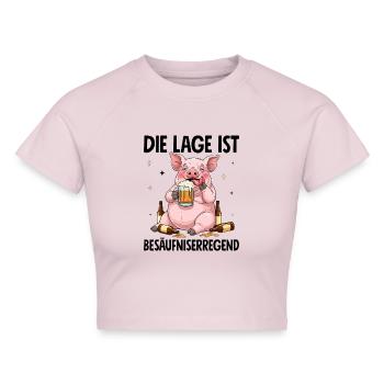Die Lage Ist Besäufniserregend - Cropped Frauen Organic T-Shirt - Puderrosa - Vorne - AI Model Female 172 dark (172cm)
