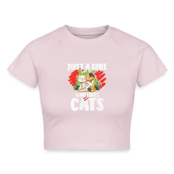Nur ein Mädchen das Katzen liebt - Cropped Frauen Organic T-Shirt - Puderrosa - Vorne - AI Model Female 172 dark (172cm)